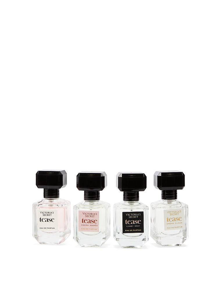 ویکتوریا سکرت Tease پک هدیه عطر مینیاتوری، نمای چهار بطری داخل پک — دارامُد
