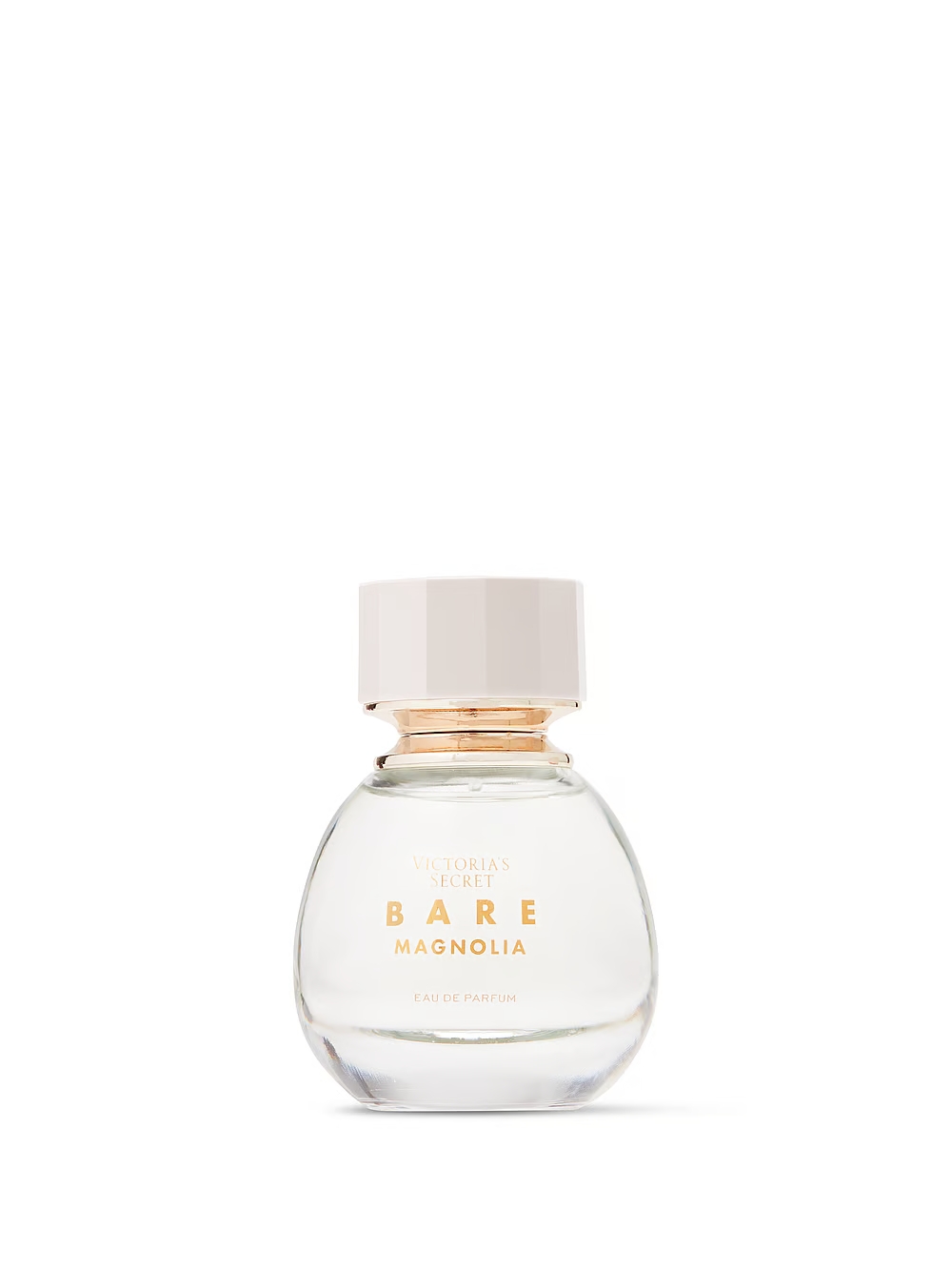 ویکتوریا سکرت پرفیوم Bare Magnolia ۵۰ میلی‌لیتر، نمای نزدیک برچسب و درب — دارامُد
