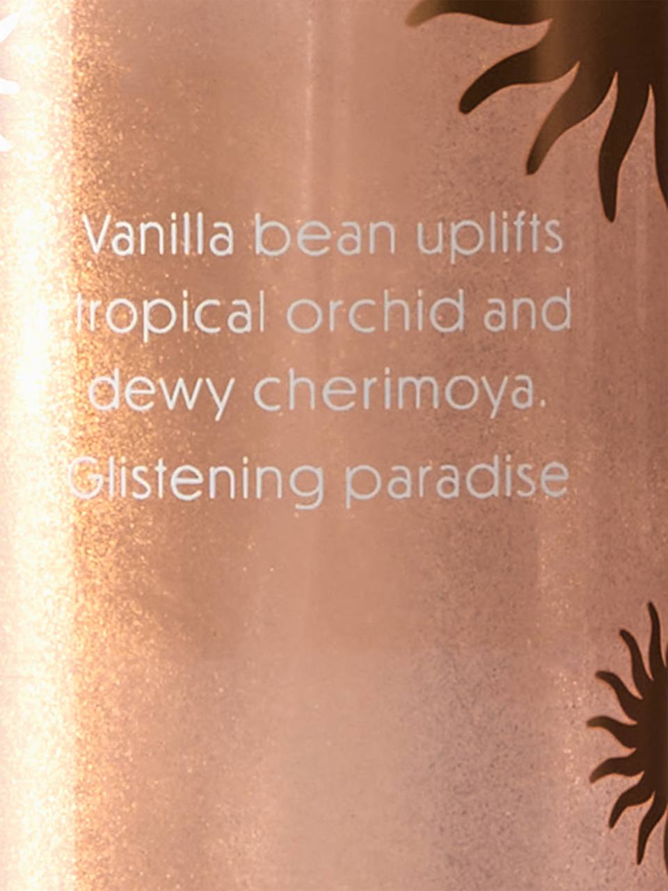 ویکتوریا سکرت بادی میست Vanilla playa shimmer، نمای بطری و اسپری اکلیلی — دارامُد