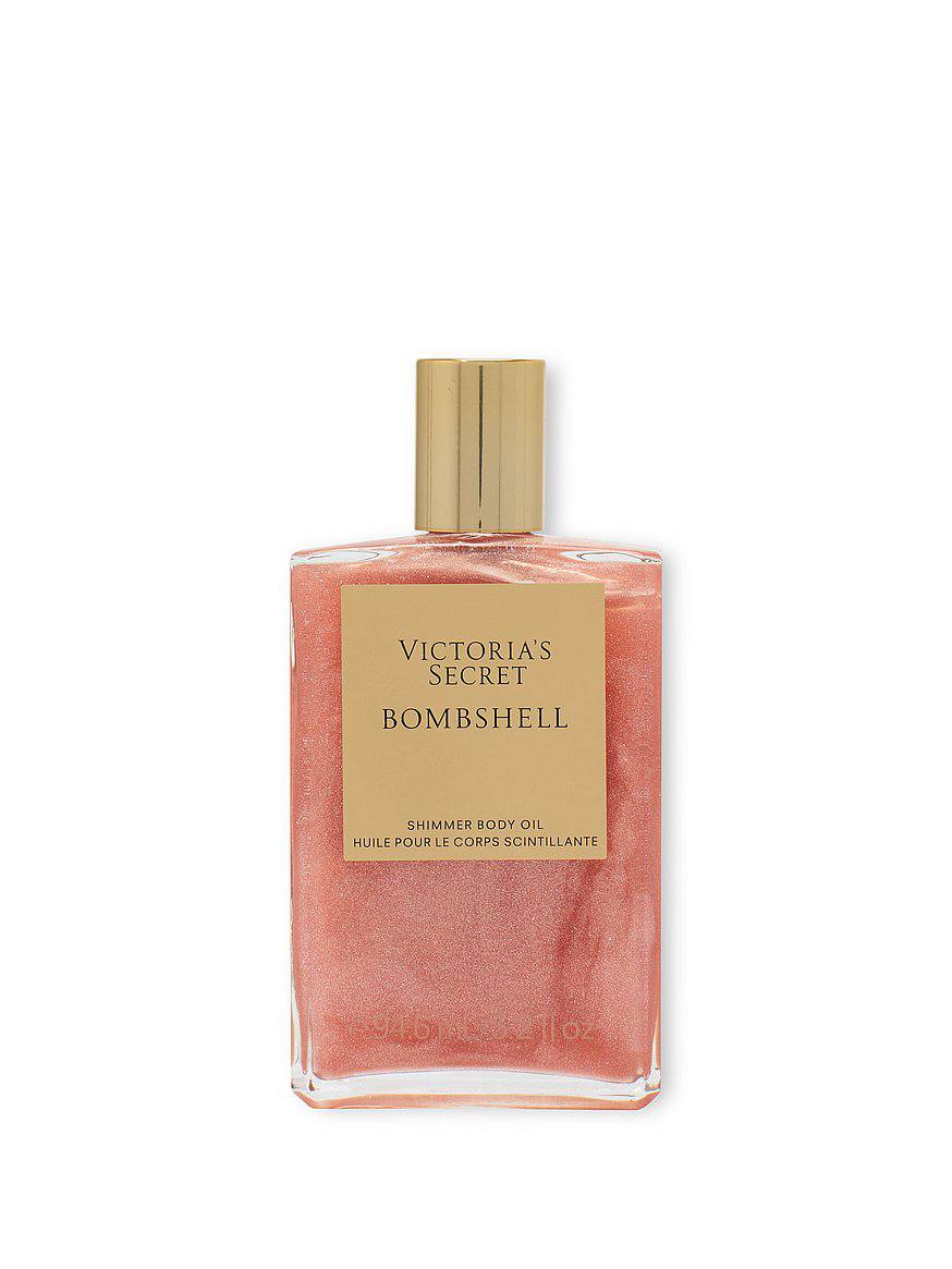 Bombshell Soiree روغن بدن ویکتوریا سکرت، نمای نزدیک برچسب و رنگ روغن - دارامُد