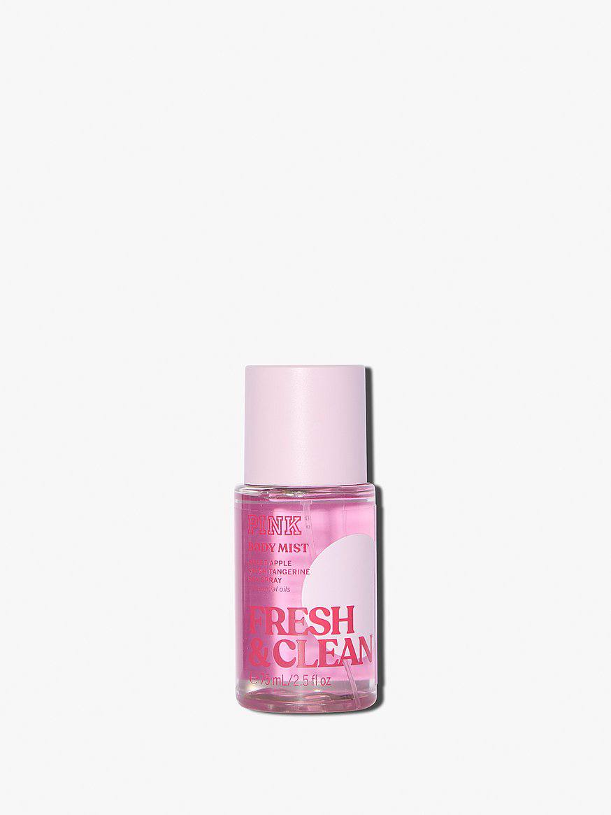 PINK Fresh & Clean بادی میست ۷۵ میلیلیتر — نمای کامل بطری و درپوش صورتی — دارامُد