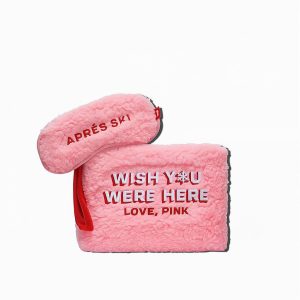 ست کیف لوازم آرایشی و چشم بند صورتی Pink