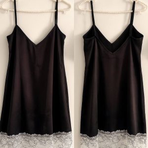 لباس خواب پیراهنی ساتن مشکی