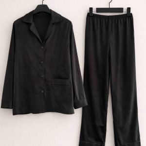 کت و شلوار ساتن مشکی